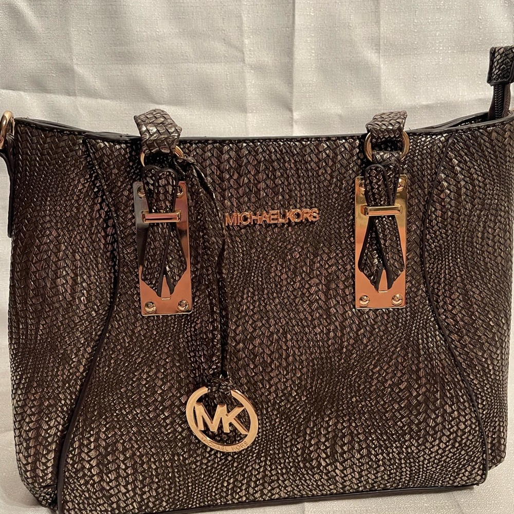 Michael kors brown with gold shoulder/crossbody bag